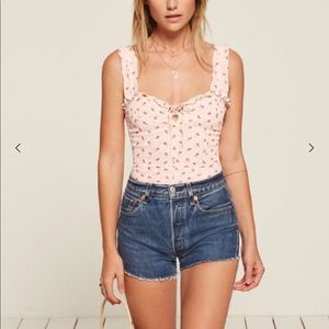 FOUND🦋🌈REFORMATION DORADO TOP CHERRY ROSE PRINT